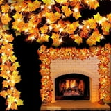 1 Pack Fall Decor Maple Leaves String Lights Battery Operated, 10ft 30 ...