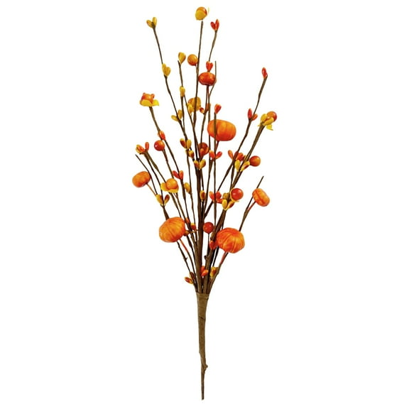 1 Pack Fall Stem for Vase, 16.5" Artificial Berry Stems for Autumn Farmhouse with Pumpkin Orange Berry Picks and Faux Flower, Autumn Thanksgivings Harvest Decoration