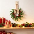 thumbnail image 1 of 1 Pack Farmhouse Mini Christmas Cabinet Wreath, Berries with Khaki Bow, Rattan Plastic Decor for Kitchen, Window & Door, 10.6in, 1 of 10