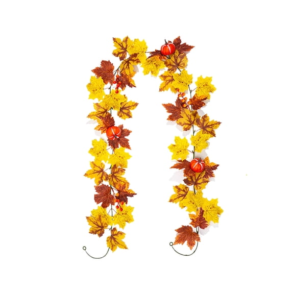 1 Pack Faux Maple Leaf Pumpkin Vine, 78.7 Inch Hanging Vine Garland Suitable for Thanksgiving Halloween Home Wedding Fireplace Party Decoration