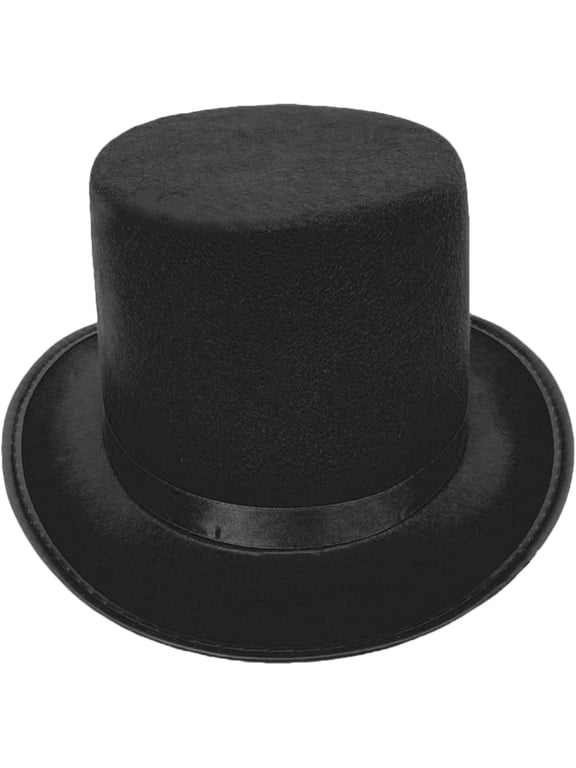 1 Pack Felt Top Hats for Men &Women, Magicians Hat, Flat Top Hat, Mens Hat for Adult Round Stage Show, Halloween, Unisex