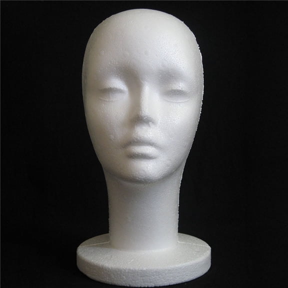 1 Pack Female Foam Mannequin Head Wig Holder for Hair Glasses Hat Display,WHITE
