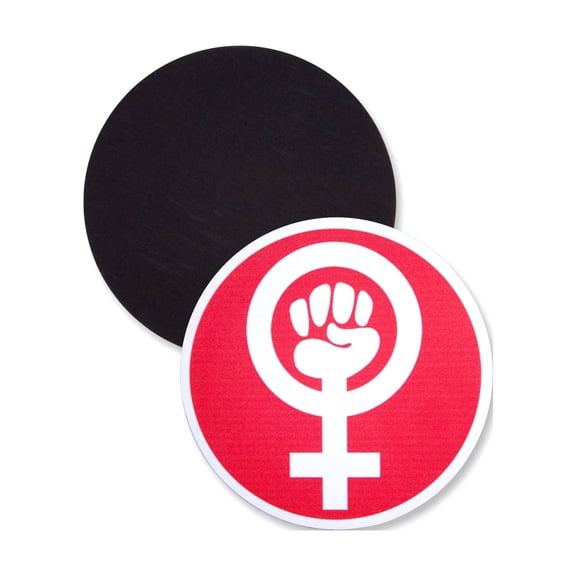 1 Pack - Feminist Power Symbol Pink Flexible Magnet - 3 Inch Round