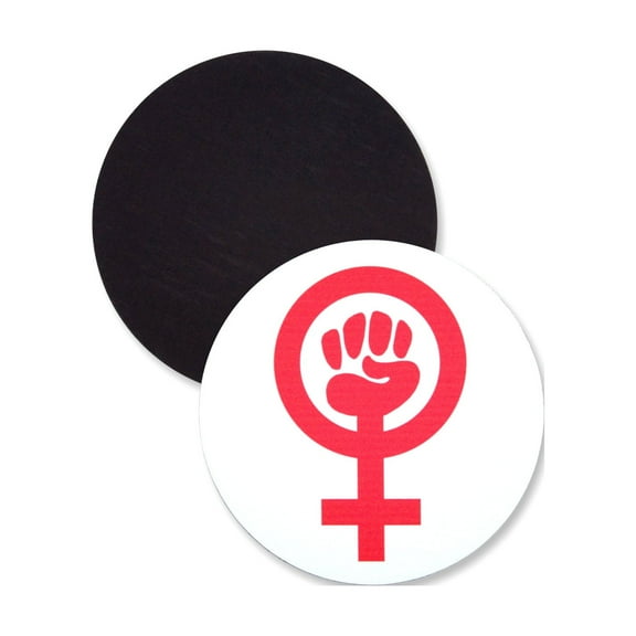 1 Pack - Feminist Power Symbol White Flexible Magnet - 3 Inch Round