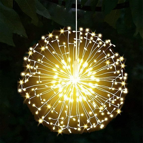1 Pack Firework Lights 180 Led Copper Wire Starburst String Lights 8 Modes Battery Operated Fairy Lights with Remote ,Warm White Hanging Christmas Lights for Party Patio Wedding Waterproof Decoration