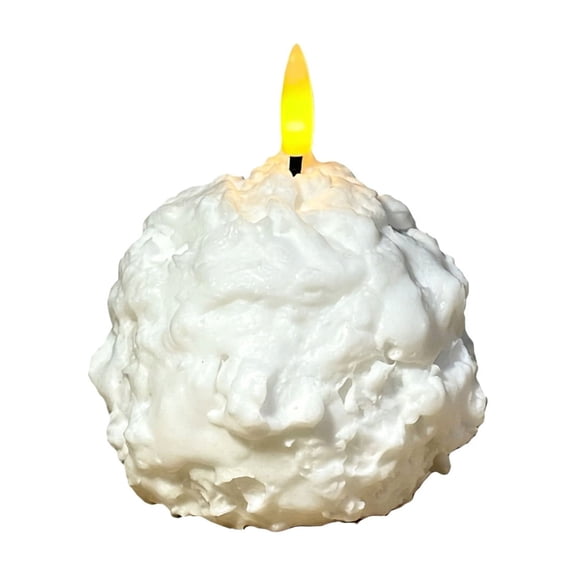 1 Pack Flameless Candles Battery Operated Candles Snow Sphere Candle Paraffin Wax Christmas Tabletop Ornament for Winter Holidays Home Gift Cute Compact Snowball Shape