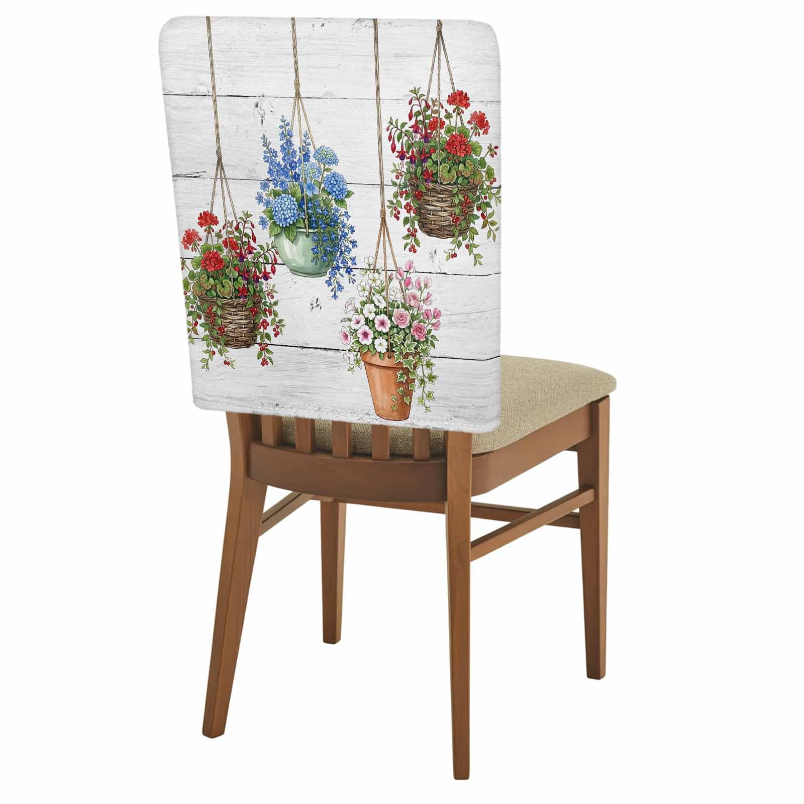 1 Pack Flowers Chair Back Covers Spring Red Blue Pink Floral Flowerpot ...