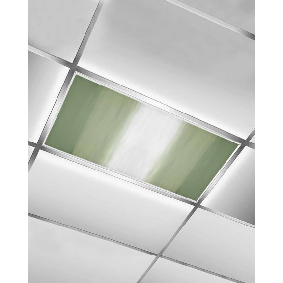 1 Pack Fluorescent Light Cover for Ceiling Lights, Dark Green Striped Magnetic Classroom Light Filters 4x2 Feet, Green White Ombre Farmhouse Gradient Decorative Ceiling Shade Panel for Office