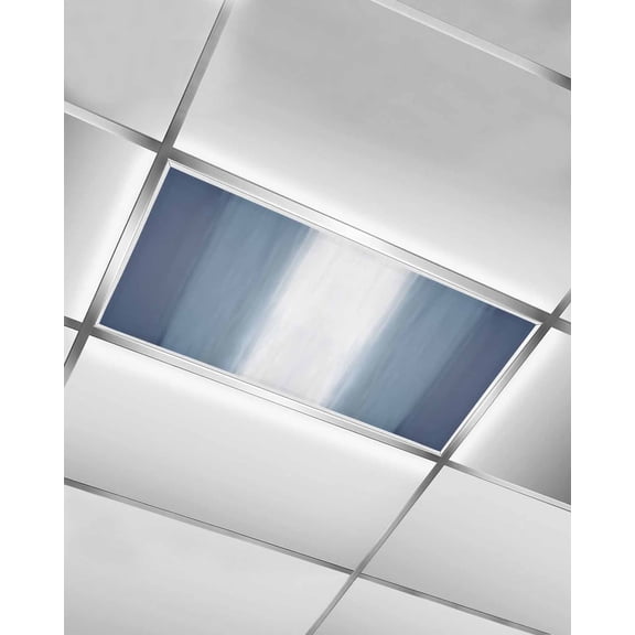 1 Pack Fluorescent Light Cover for Ceiling Lights, Navy Blue Ombre Magnetic Classroom Light Filters 4x2 Feet, Vintage Blue Gradient Stripes Geometric Decorative Ceiling Shade Panel for Office