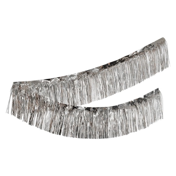 1 Pack Foil Fringe Garland Fringe Banner Tinsel Garland Streamers Shiny Wall Hanging Birthday Banner Backdrop For Wedding Anniversary Celebration Happy Birthday Party Decorations Silver 118"x11.8"