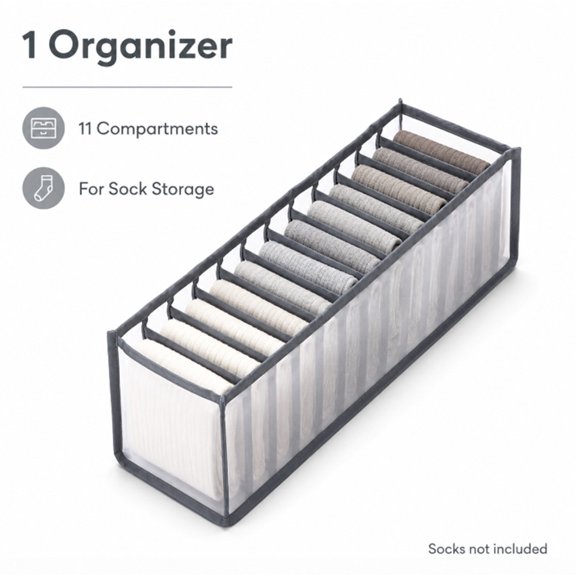 Foldable Drawer Organizer Set, Fabric Closet Storage Box Dividers for Underwear, Bras and Socks, TIKA