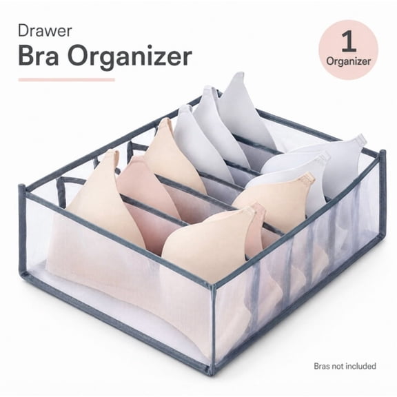 Foldable Drawer Organizer Set, Fabric Closet Storage Box Dividers for Underwear, Bras & Socks, Space-Saving Dresser Organizer, TIKA