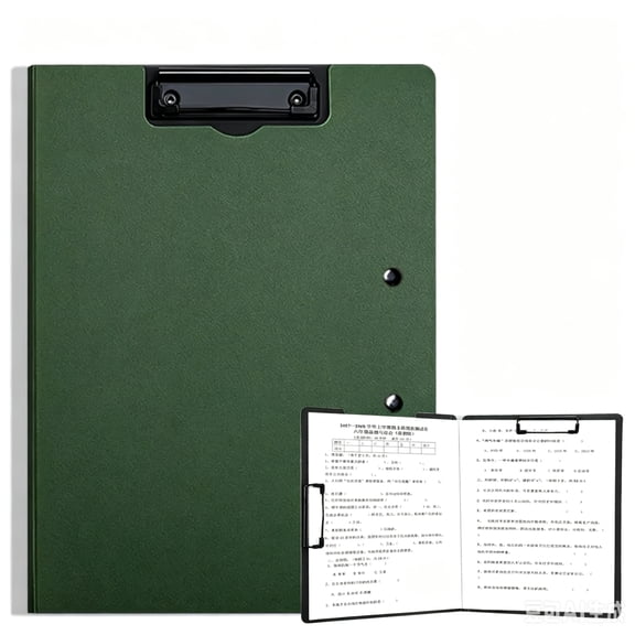 1 Pack Folding Clipboard, Portable A4/A3 Clipboard Folder with Dual Metal Clips, Waterproof Plastic Board for Office & School Green