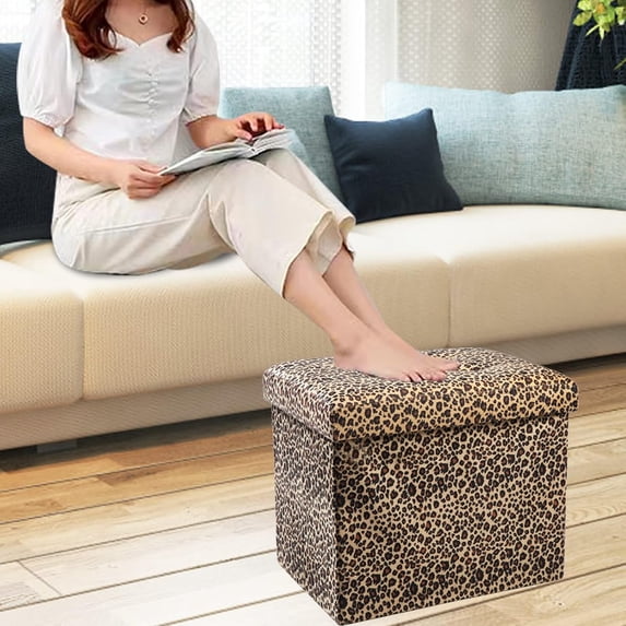 Stool 8 Inch 1 Pack Folding Storage Ottoman Footrest Stool, 17x13x13 Inch Foot Rest ...