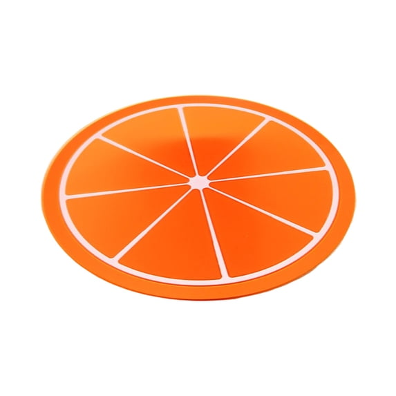 1 Pack Fruit Coaster, 3.5" Non-Slip Car Coaster Heat Insulation Colorful Unique Slice PVC Drink Cup Mat for Drinks, Prevent Furniture and Tabletop Car Decor, Drink Cup Mat Placemat,Orange