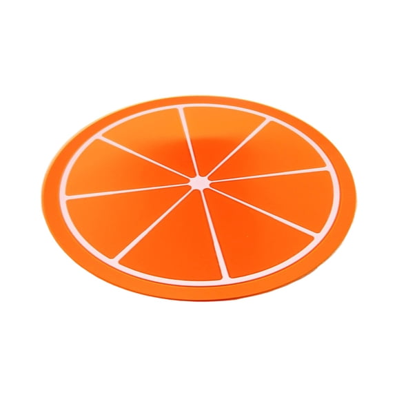 1 Pack Fruit Coaster, 3.5" Non-Slip Car Coaster Heat Insulation Colorful Unique Slice PVC Drink Cup Mat for Drinks, Prevent Furniture and Tabletop Car Decor, Drink Cup Mat Placemat,Orange