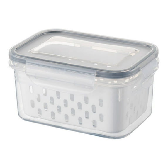 1 Pack Fruit Storage Containers for Fridge Produce Saver Containers for Refrigerator Fruit Containers for Fridge Keep Fresh with Lids Colander and Dividers for Salad Berry Vegetable (Gray)