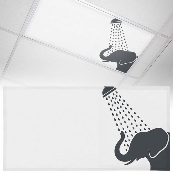 1 Pack Funny Elephant Fluorescent Light Covers for Ceiling Lights Elephant Bathing Shower Animal Silhouette Magnetic Ceiling Light Covers Overhead Light Filters for Office Classroom Home