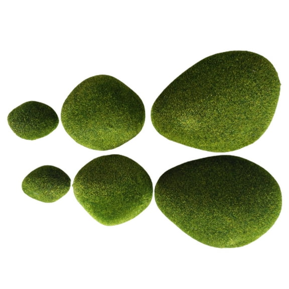 1 Pack Fuzzy Artificial Moss Rocks Realistic Compact Simulated Green Mossy Stones for Potted Plants