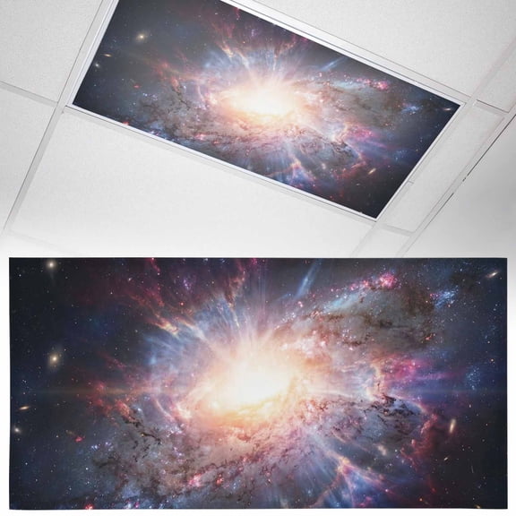 1 Pack Galaxy Explosion Fluorescent Light Covers for Ceiling Lights Abstract Art Solar System Universe Modern Magnetic Ceiling Light Covers Overhead Light Filters for Office Classroom Home