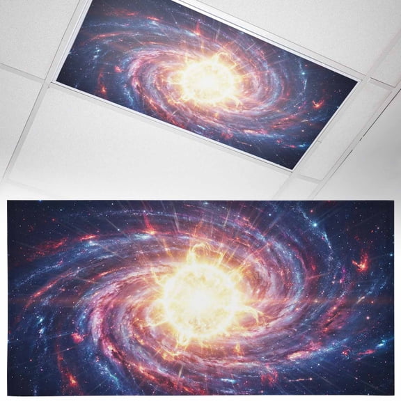 1 Pack Galaxy Explosion Planet Fluorescent Light Covers for Ceiling Lights Moon Outer Space Cool Modern Magnetic Ceiling Light Covers Overhead Light Filters for Office Classroom Home