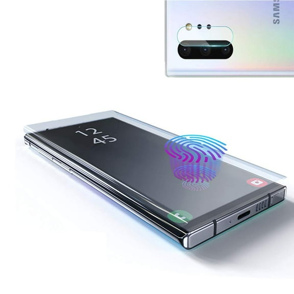 [1 Pack] Galaxy Note 10 Plus 6.8" Screen Protector & Camera Lens Protector, Allytech 3D Curved Edge Tempered Glass Support Fingerprint Sensor HD Clear Full Coverage for Samsung Galaxy Note10+