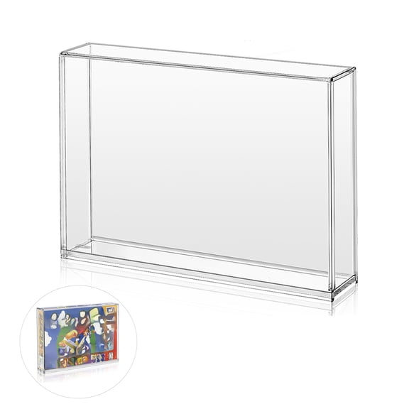 1-Pack Game Display Case, Compatible with SNES & N64 Game Cartridges, Clear Durable Protective Box with Sliding Lid, UV Protection, Acrylic Construction