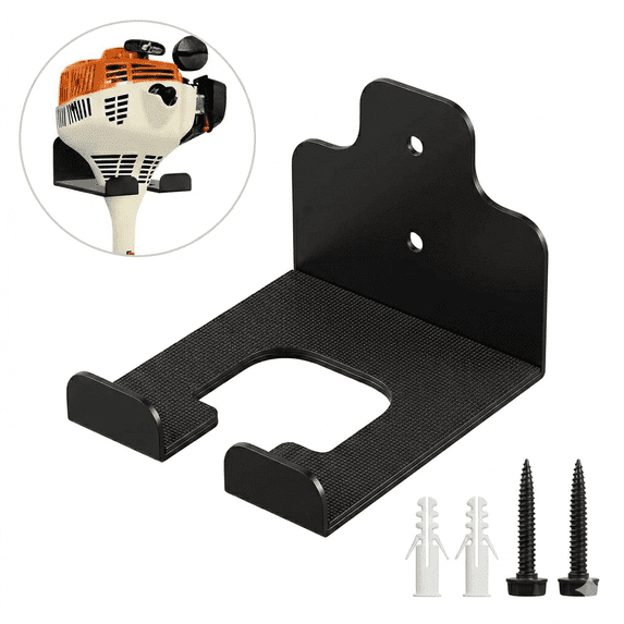 1-Pack Garage Organizer Trimmer Rack – Black Wall Mounted Hanger for Grass Trimmer, Hedge Trimmer & Garden Tools