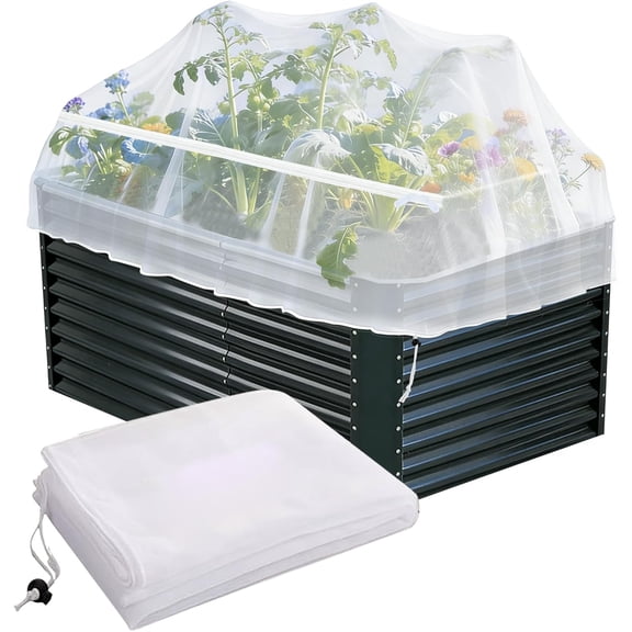 1 Pack Garden Netting for Raised Beds, Fine Mesh Bird Netting Barrier Screen with Zipper Drawstring Garden Bed Plant Cover for Protect Vegetable Fruits Crop from Animals Pest Insect, 4.1×4.1×2Ft