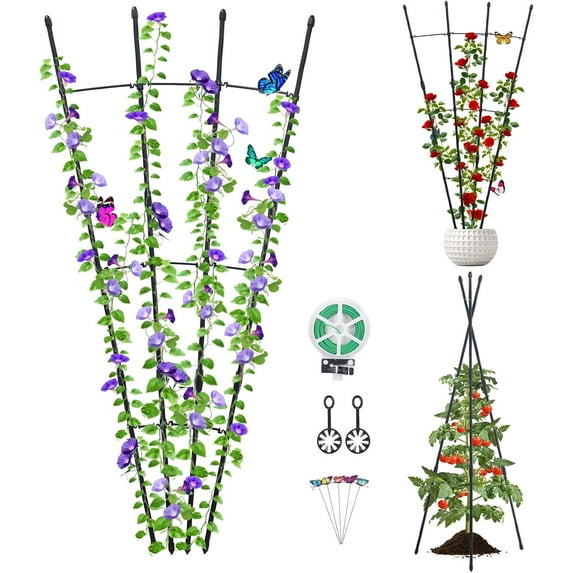 Garden Trellis for Climbing Plants, Deaunbr Plant Support Obelisk Trellis Garden Trellises for Vines, Flowers Stands, Outdoor & Indoor Potted Plants, Rose, Cucumber, Pea, Tomato, Clematis - 1 Pack