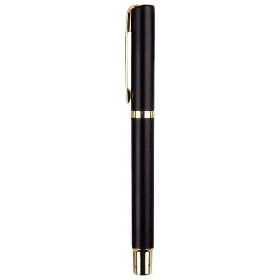 1-Pack Gel Pens with Polished Gold Finish, Medium Point Aesthetic Black Ink Pens Smooth Quick-Dry Writing Pens for Journaling, Note-Taking, Office & Home Pen Stationery Supplies(Black,5x0.8")
