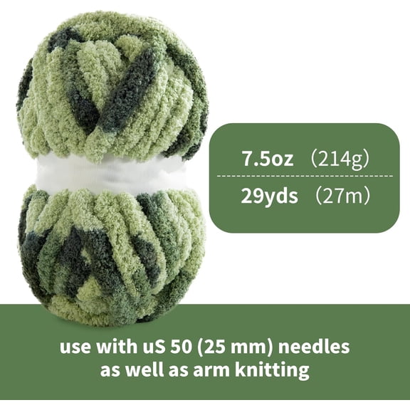 1 Pack Giant Chunky Yarn for Crocheting,Super Bulky Large Soft Fluffy Yarn,Tie Dye Plush Fuzzy Yarn,Mixed Color Thick Chenille Yarn for Hand Knitting/Arm Knitting