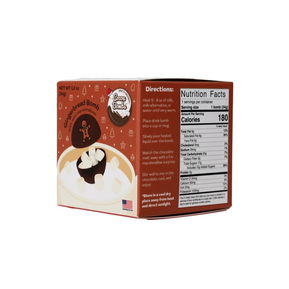 1 Pack Gingerbread Milk Chocolate Cocoa Bombs