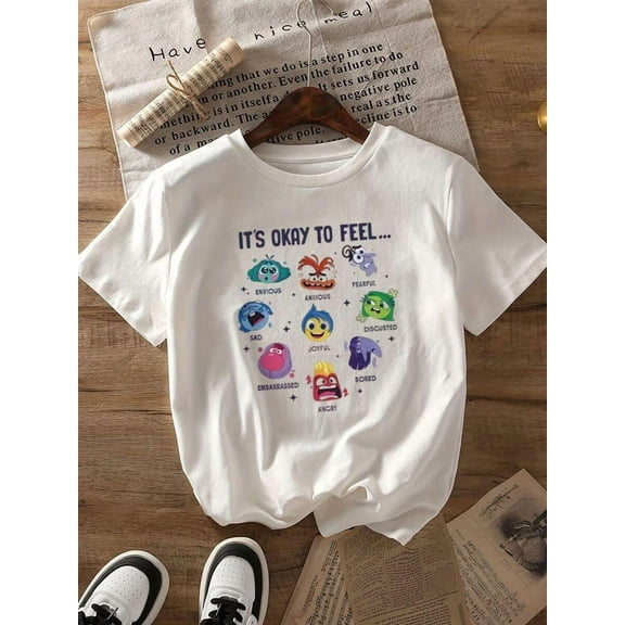 1 Pack Girls Casual Printed Crew Neck Short Sleeve T-Shirt Summer Student Youth Clothing