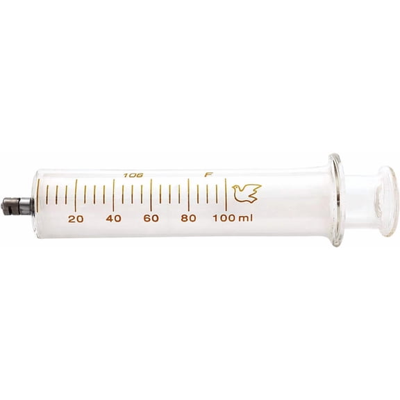 1 Pack Glass Laboratory Syringes with Caps 100cc/ml for Industry
