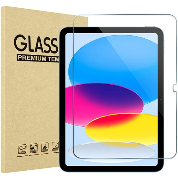 1 Pack Glass Screen Protector Compatible with iPad 10th Generation 10.9 Inch (2022) A2696/A2757/A2777 9H Tempered Glass Film Guard Ultra Sensitive Face ID & Apple Pencil Compatible for iPad 10th