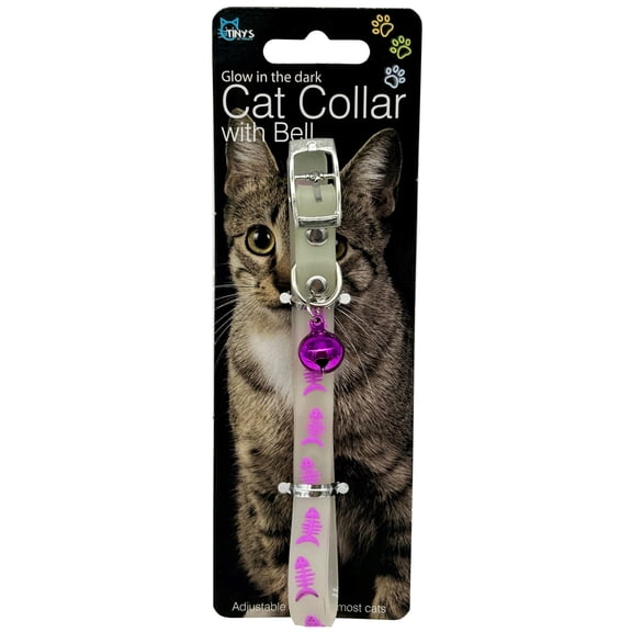 1 Pack Glow in the Dark Adjustable Buckle Pet Collar with Jingle Bell for Cats and Small Dogs, Lightweight Reflective Safety Collar for Nighttime Walking and Everyday Wear, Assorted Color, Multicolor