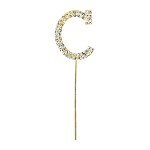 1 Pack Gold Rhinestone Letter C Cupcake Topper Single Initial C Alphabet Cake Pick Personalized Custom Name Birthday Wedding Bridal Shower Baby Shower Anniversary Party Cupcake Dessert Decor