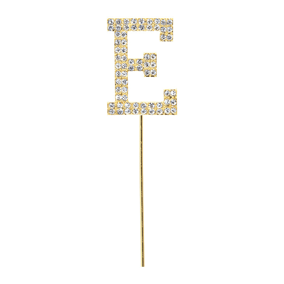 1 Pack Gold Rhinestone Letter E Cupcake Topper Single Initial E Alphabet Cake Pick Personalized Custom Name Birthday Wedding Bridal Shower Baby Shower Anniversary Party Cupcake Dessert Decor