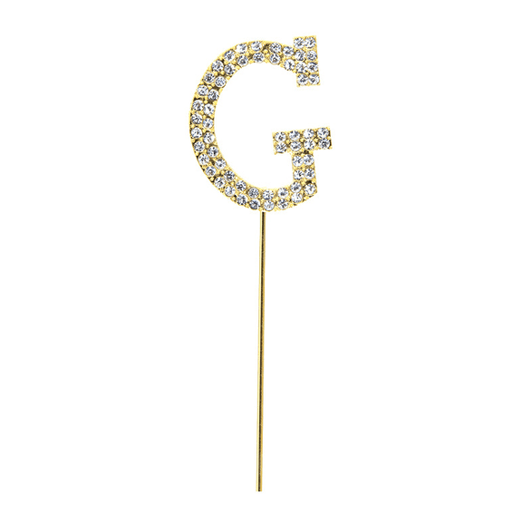 1 Pack Gold Rhinestone Letter G Cupcake Topper Single Initial G Alphabet Cake Pick Personalized Custom Name Birthday Wedding Bridal Shower Baby Shower Anniversary Party Cupcake Dessert Decor