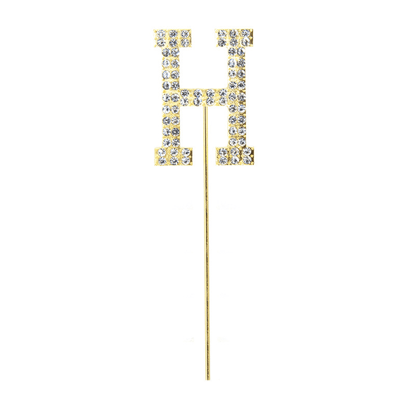 1 Pack Gold Rhinestone Letter H Cupcake Topper Single Initial H Alphabet Cake Pick Personalized Custom Name Birthday Wedding Bridal Shower Baby Shower Anniversary Party Cupcake Dessert Decor