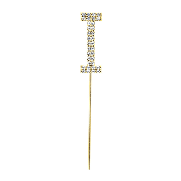 1 Pack Gold Rhinestone Letter I Cupcake Topper Single Initial I Alphabet Cake Pick Personalized Custom Name Birthday Wedding Bridal Shower Baby Shower Anniversary Party Cupcake Dessert Decor