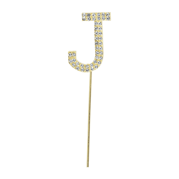 1 Pack Gold Rhinestone Letter J Cupcake Topper Single Initial J Alphabet Cake Pick Personalized Custom Name Birthday Wedding Bridal Shower Baby Shower Anniversary Party Cupcake Dessert Decor