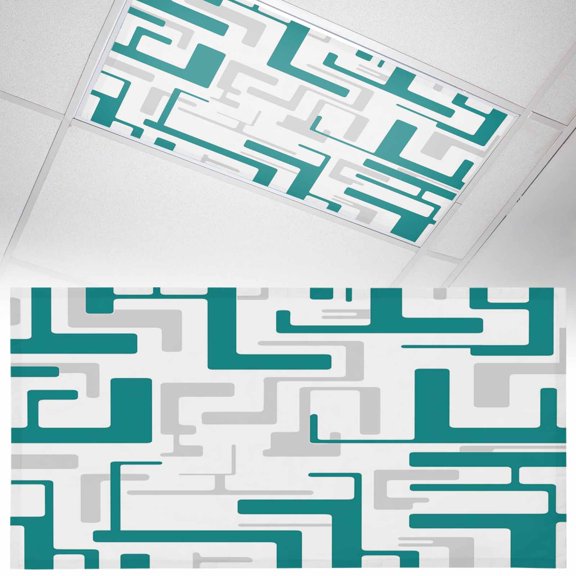 1 Pack Gray Green Geometric Stripes Fluorescent Light Covers for Ceiling Lights Modern Abstract Lines Maze Magnetic Ceiling Light Covers Overhead Light Filters for Office Classroom Home