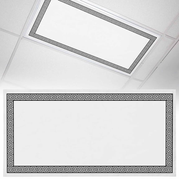 1 Pack Greek Themed Fluorescent Light Covers for Ceiling Lights Traditional Meander Border Square Geometric Magnetic Ceiling Light Covers Overhead Light Filters for Office Classroom Home