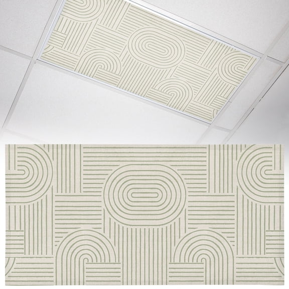 1 Pack Green Arches Fluorescent Light Covers for Ceiling Lights Abstract Modern Minimalist Curves Line Geometric Magnetic Ceiling Light Covers Overhead Light Filters for Office Classroom Home