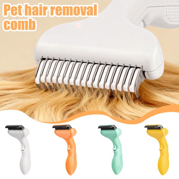 1-Pack Green Pet Dematting & Deshedding Comb, Professional Grooming Tool With Sharp, Rounded Teeth For Removing Tangles, Mats And Loose Fur, Gentle On Pet Skin For Family Pet Care