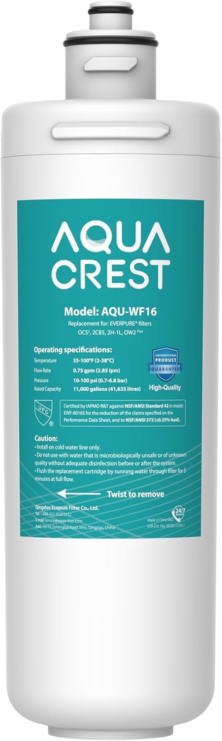 AQUA CREST OCS2 Under Sink Water Filter, Replacement for Everpure OCS2, 2CB5, 2H-L, 2CB-GW, ADC, OW2-Plus, EV9618-02, EV9634-26, EV9634-01, EV9617-05, Aquverse A100