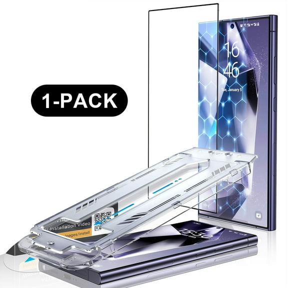 1-Pack HD Clear Tempered Glass Screen Protector For Samsung Galaxy S25 Plus with Easy Installation Auto-Alignment Kit
