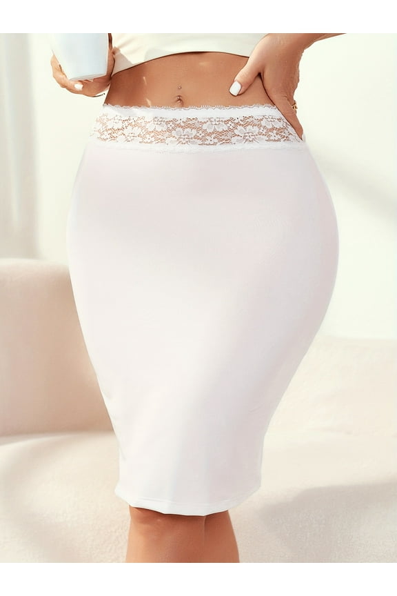 1 Pack Half Slips for Women Underskirt Short Lace Trim Above Knee Half Slip